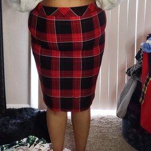 Torrid red plaid pencil skirt